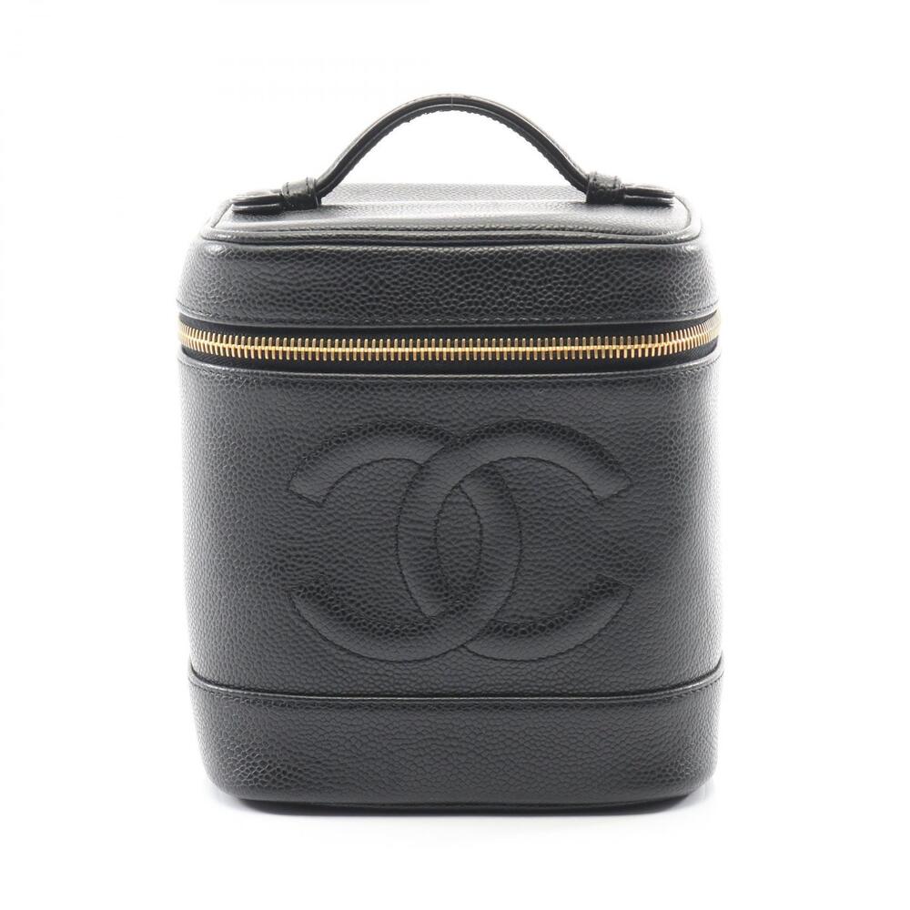 Chanel Coco Mark Handbag Caviar Leather Grained Calfskin Black